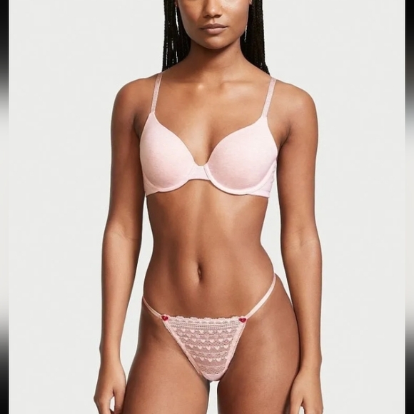 Victoria secret-Light Pink heart String V String-Small - Picture 1 of 4